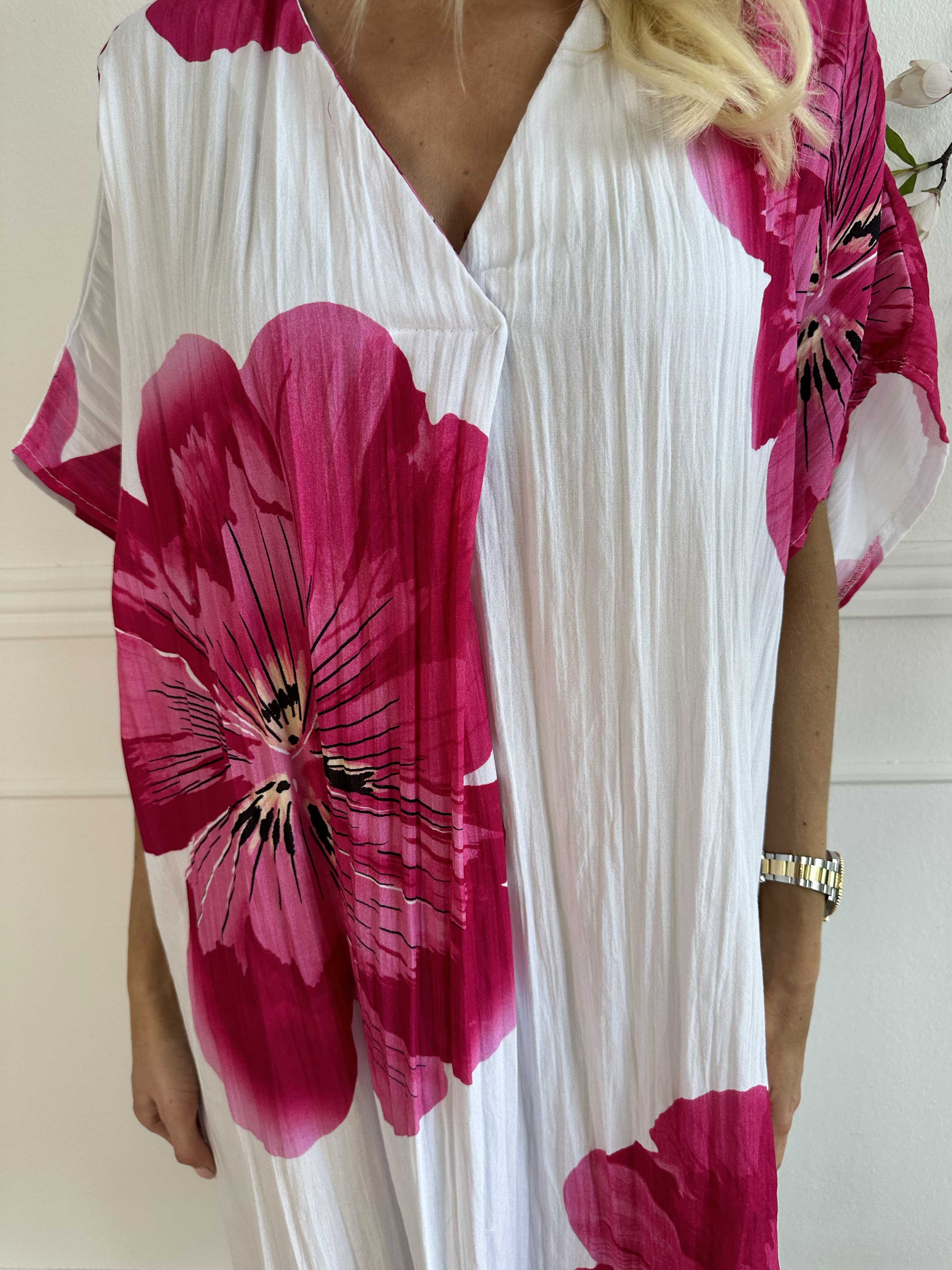 Aya - Blomstret t-shirt kjole i viskose